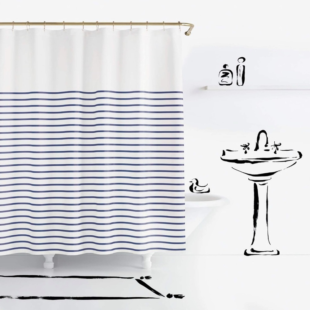 kate spade Navy and White Striped Shower Curtain